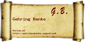 Gehring Benke névjegykártya